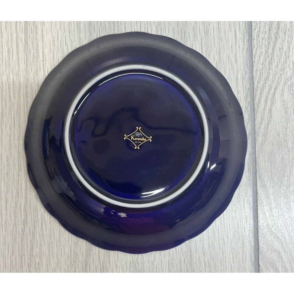 Vintage Koransha Cobalt Blue Gold Iris Saucer ONLY Replacement Japan Porcelain